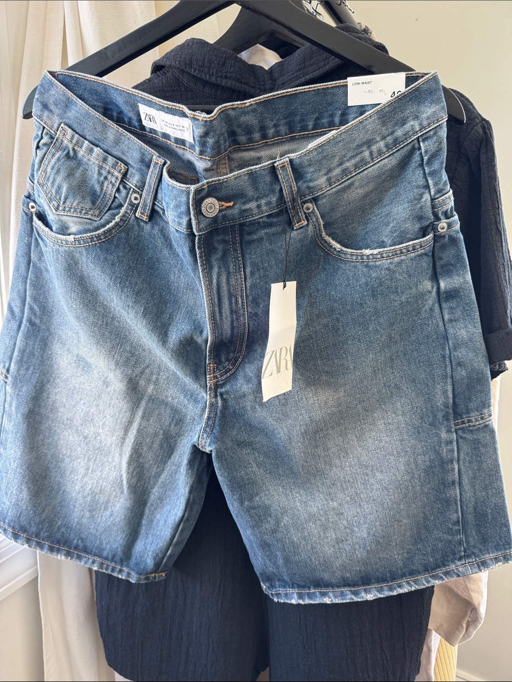 Zara Light Blue Relaxed Denim Shorts